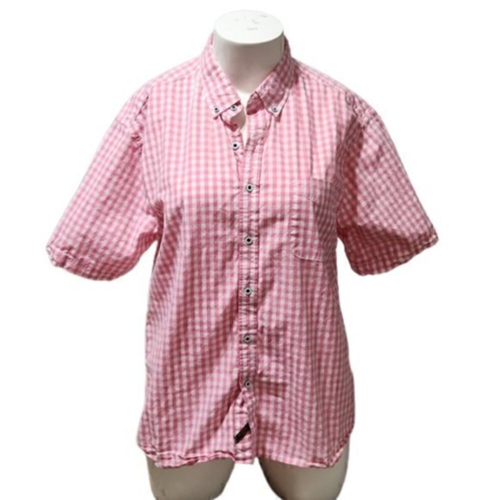 [Vintage 1946] Pink Plaid Short Sleeve Button Up - Size XXL